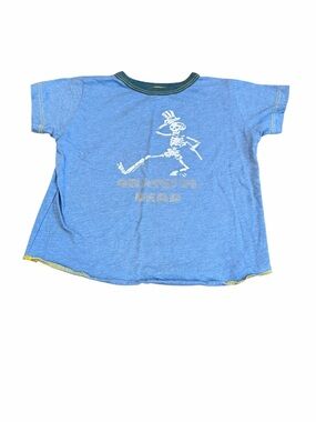 Rowdy Sprout, Light Blue Short Sleeve Tee with Skeleton Graphic, Size 2T
